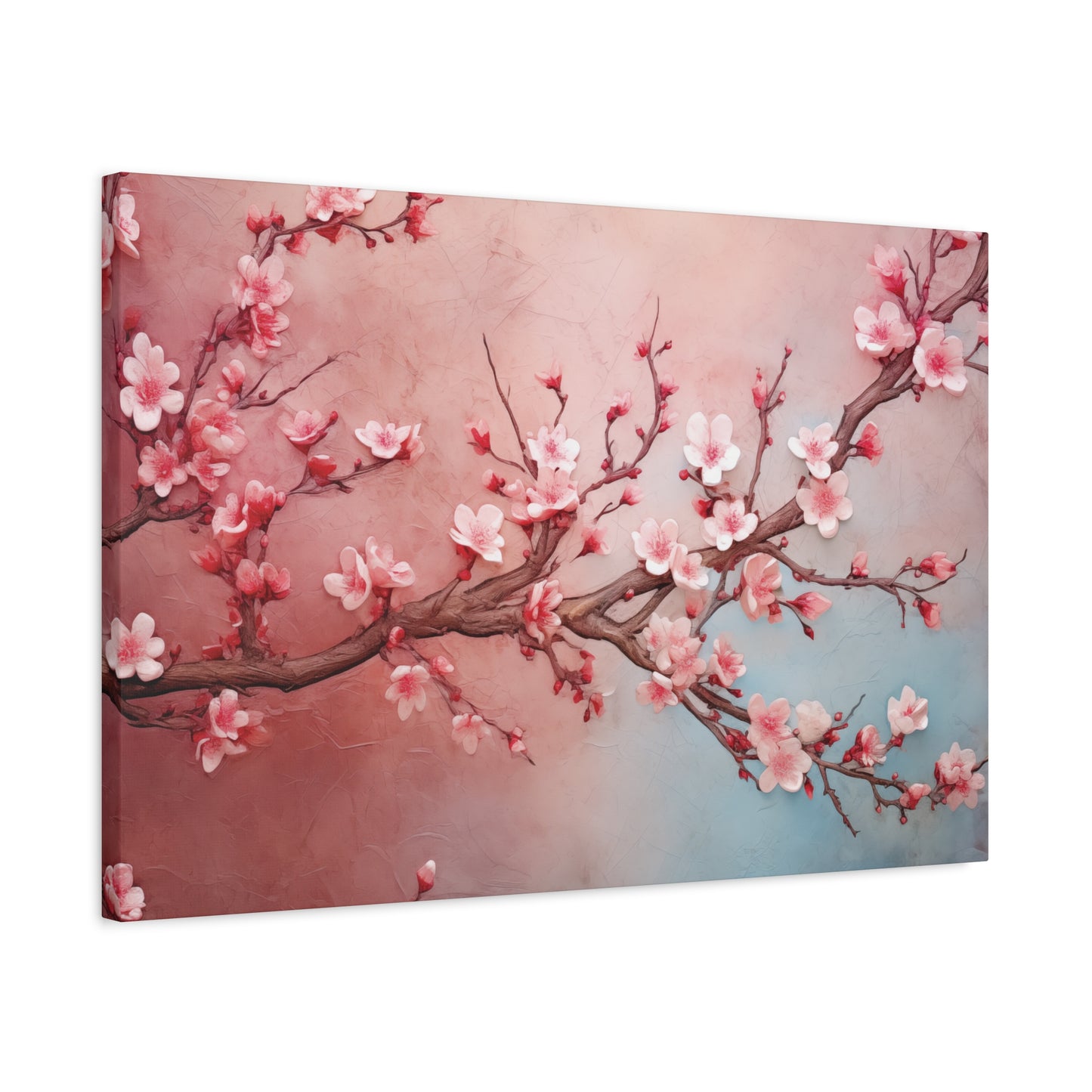 Cherry Blossom Wall Art Canvas Print, Asian Inspired Floral Decor, Pink Sakura Flowers, Home Office Decoration, Nature Artwork Gift