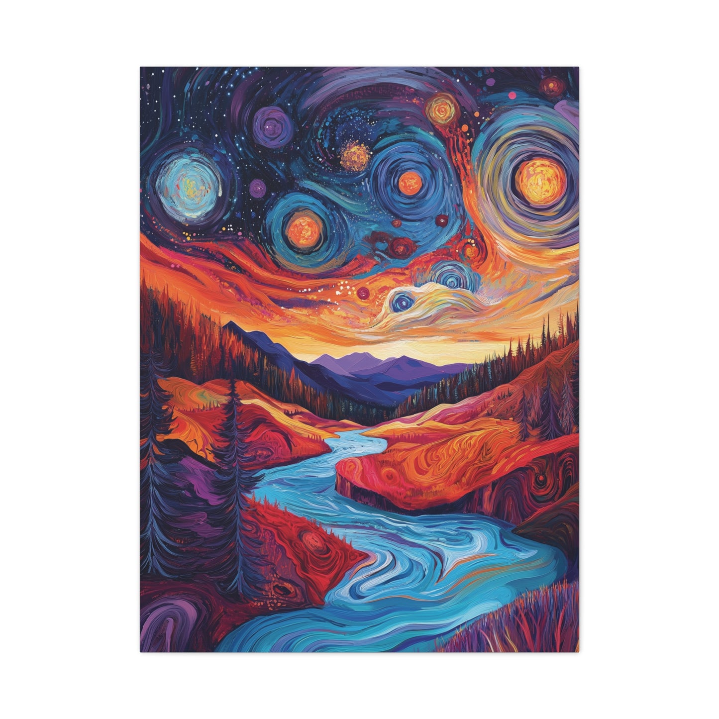 Psychedelic Cosmic Landscape Wall Art Canvas for Home Decor, Office, Meditation Space Galaxy, Abstract Art, Surreal Oil Painting Style