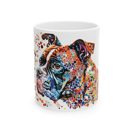 Dog Mug, Artistic Dog Mug, Dog Tea Cup, Colorful Dog Mug, Bull Dog Mug, Dog Coffee Mug, Gift for Dog Owner