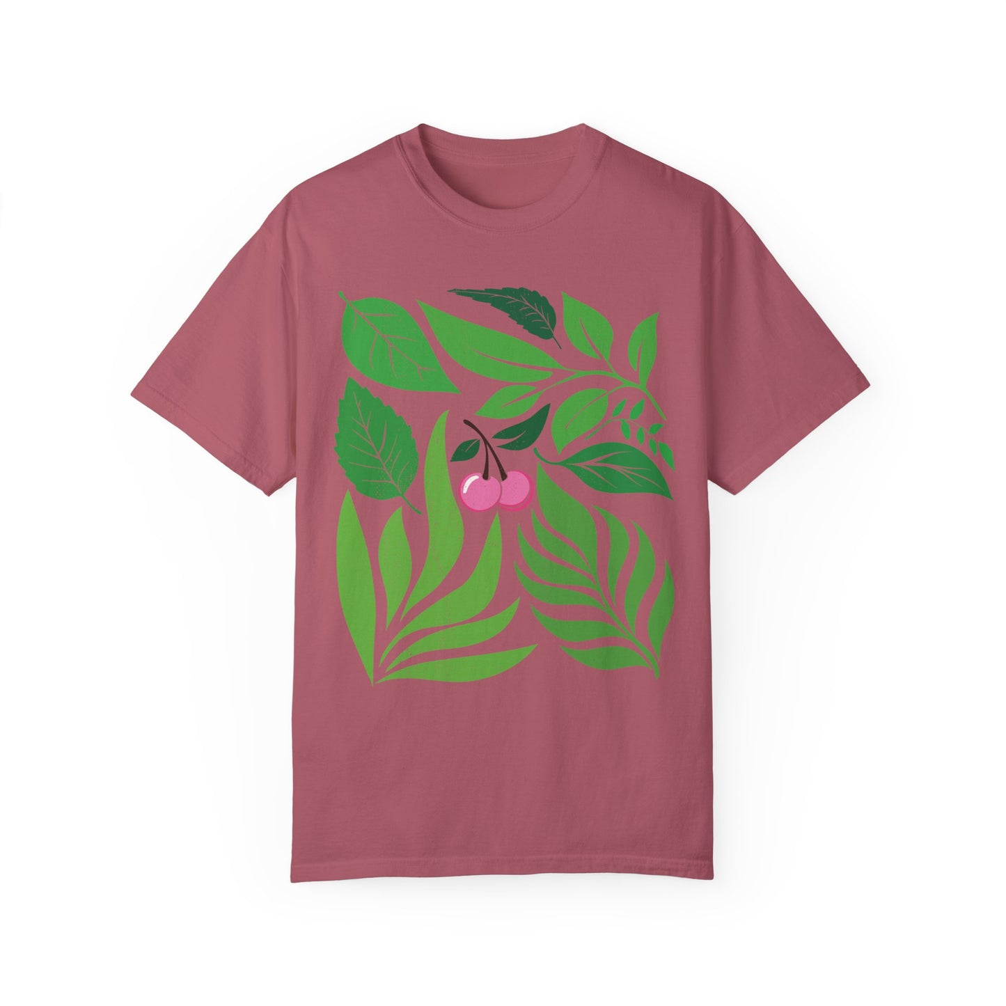 Botanical Cherry T-Shirt, Boho Nature-Inspired Graphic Tee, Plant Lover Gift, Tropical Shirt, Organic Botanical Top, Summer Vibes Clothing