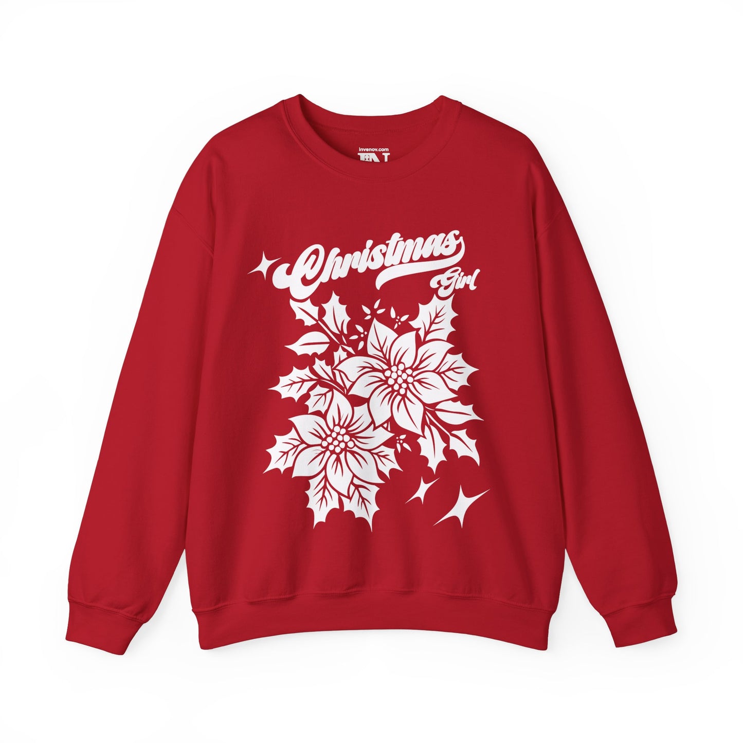 Christmas Girl Sweatshirt, Poinsettia Flower Sweater, December Birthday, Born December, Dec Sweatshirt, Winter Birthday, Winter Sweatshirt