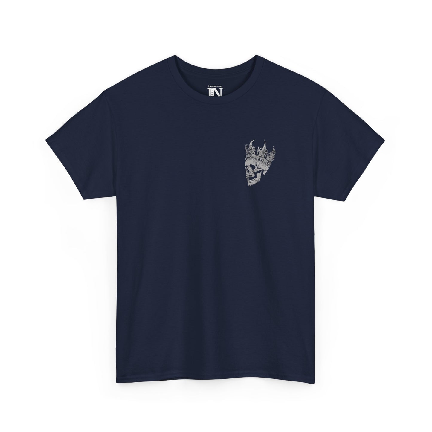 Gothic Skull Shirt, Skeleton King Shirt, Dark Aesthetic Style Shirt, Flaming Crown Graphic Tee, Royal Robes Edgy Style, Mysterious Design