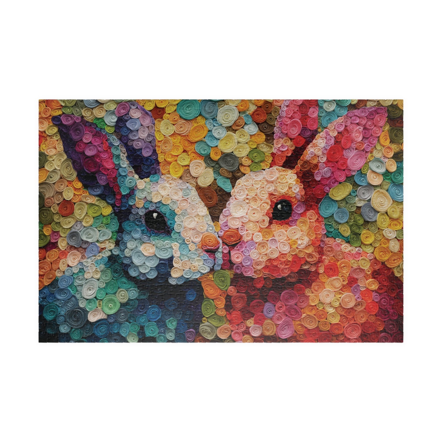 Rabbit Art Puzzle, Colorful Spiral Painting Style Abstract Design, Relaxing Activity for Puzzle Lovers, Birthdays & Holidays Gifts