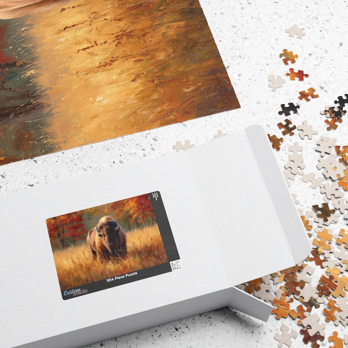Autumn Bison Puzzle, Buffalo Jigsaw, Wildlife Enthusiast Gift, Nature Scene Puzzle, Fall Foliage Home Decor, 110, 252, 520, 1014-piece