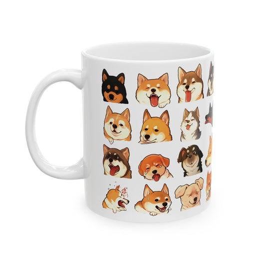 Dog Mug, Dog Emoji Mug, Artistic Dog Mug, Funny Dog Mug, Dog Expression Mug, Dog Tea Cup, Dog Coffee Mug, Gift for Dog Owner