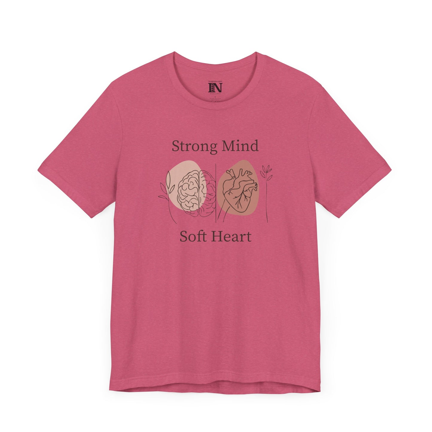 Minimalist Strong Mind Soft Heart Shirt, Inspirational Graphic T-Shirt, Mental Strength Kindness Shirt, Wellness Graphic Tee, Therapist Gift
