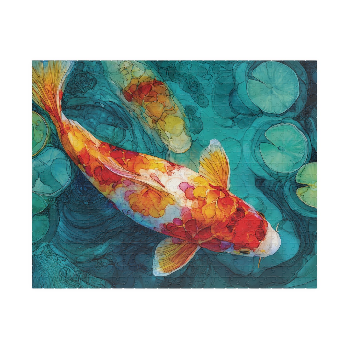 Koi Fish Jigsaw Puzzle, Fish Painting Style Puzzle, Serene Koi Pond Art Puzzle, Family Night Activity, Meditation Activity, Relaxing Hobby