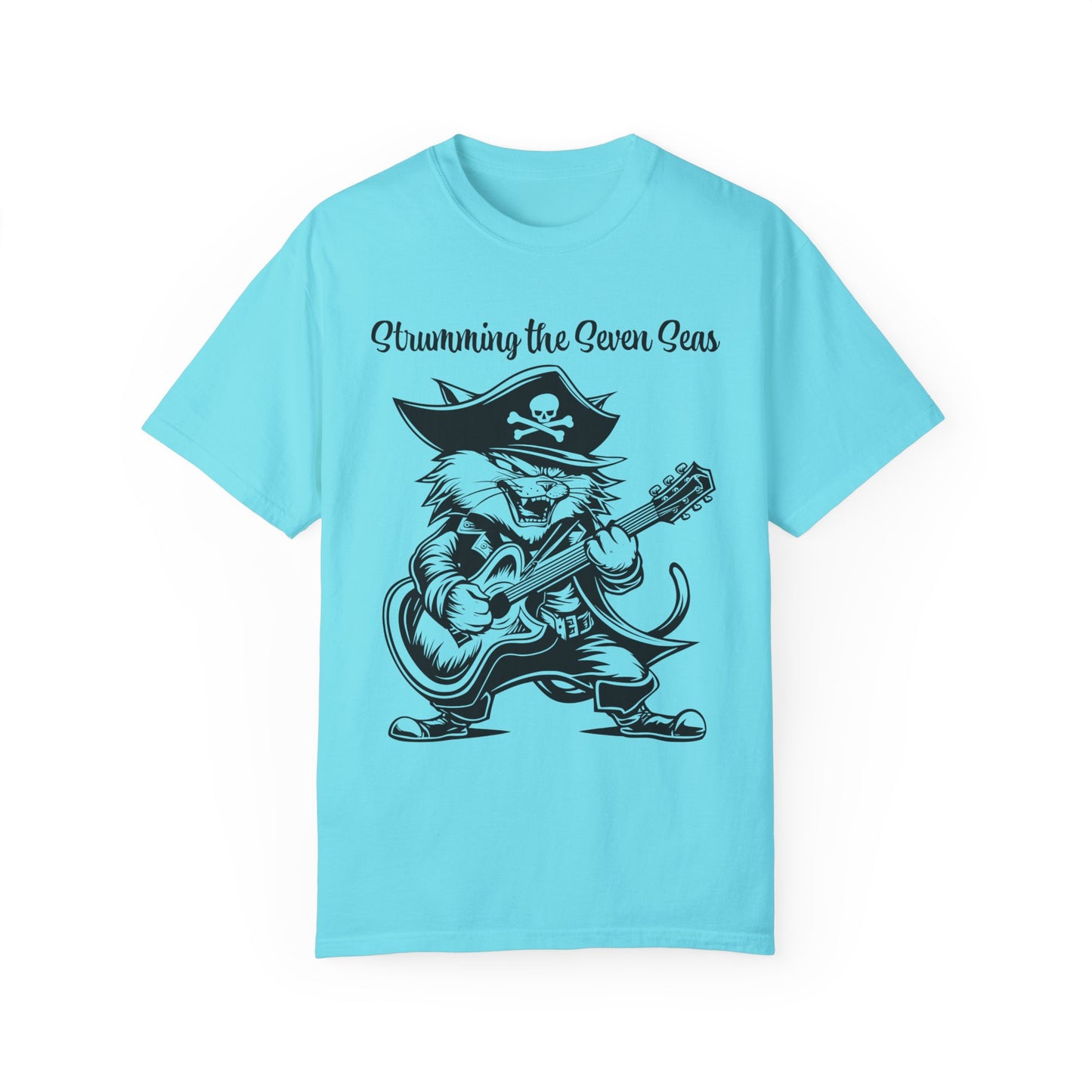 Comfort Colors Shirt, Music Party Shirt, Music Festival T-Shirt, Pirate Cat plays Guitar Shirt, Funny Cat Shirt, Pet Lover Shirt, Music Tee