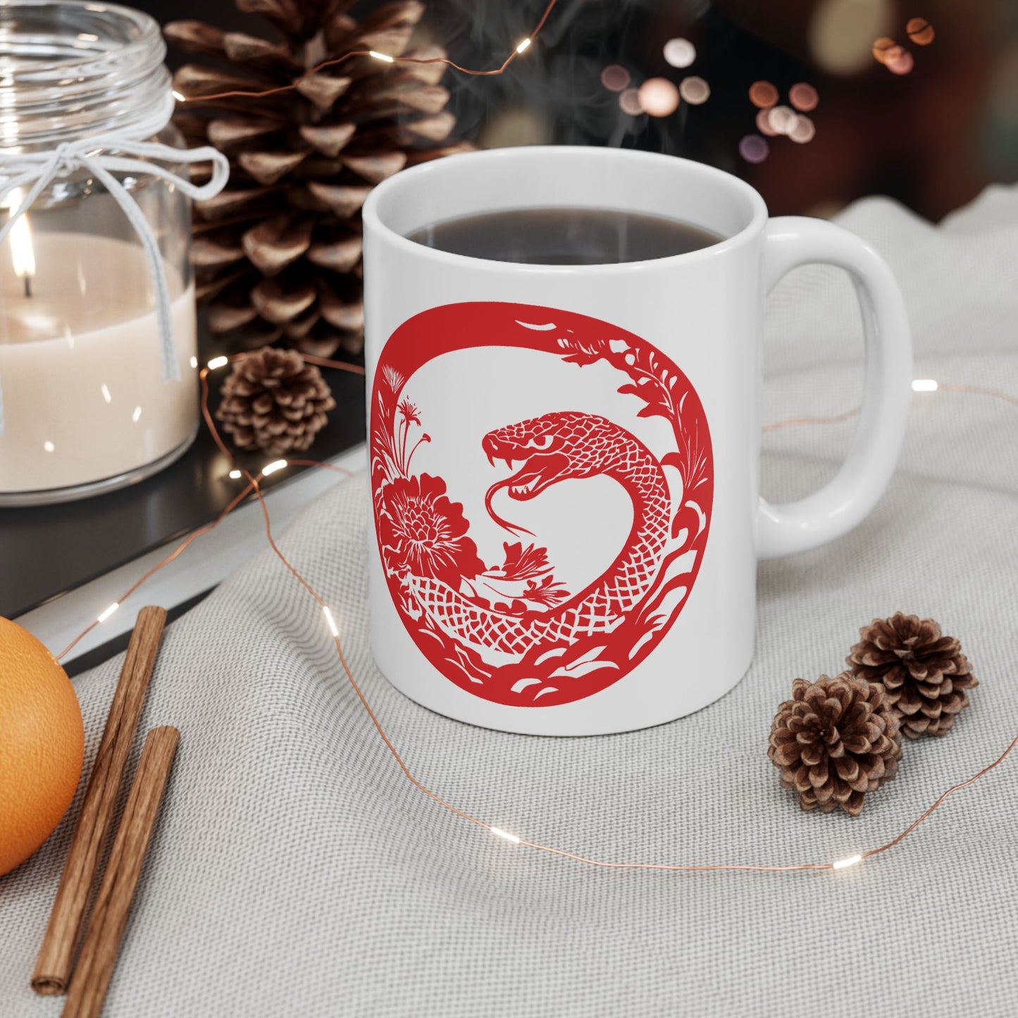 Chinese New Year Mug, 2025 CNY Mug, Red Snake Mug, Year of the Snake Mug, Lunar New Year Mug, 2025 Lunar Year Gift, Chinese New Year Cup