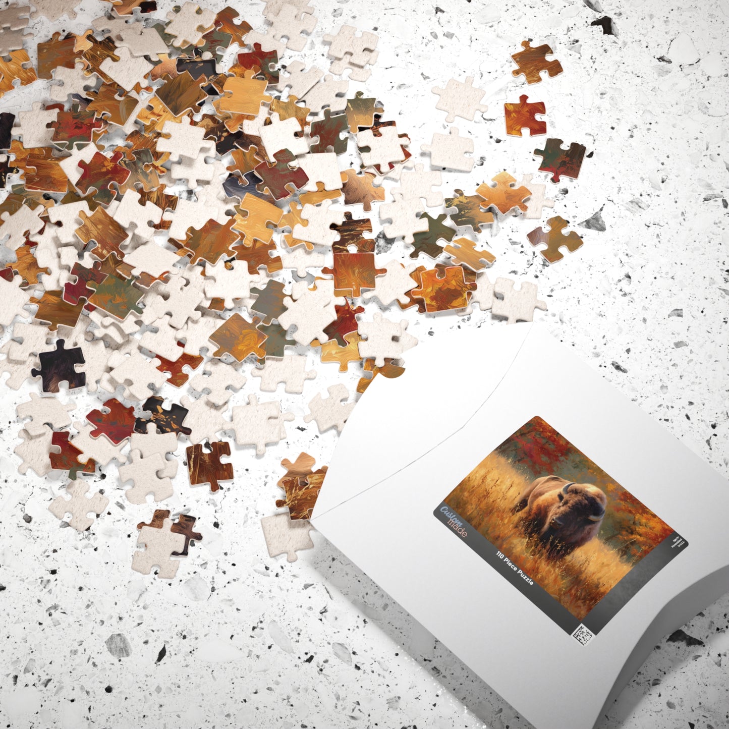 Autumn Bison Puzzle, Buffalo Jigsaw, Wildlife Enthusiast Gift, Nature Scene Puzzle, Fall Foliage Home Decor, 110, 252, 520, 1014-piece