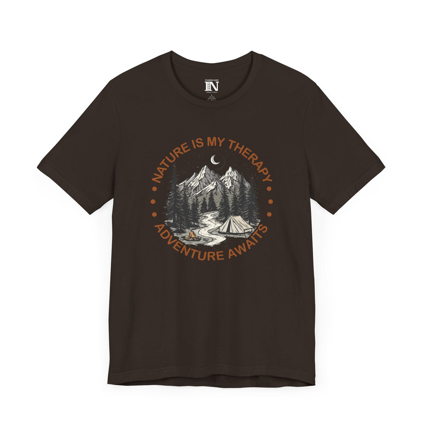 Mountain Adventure T-Shirt, Nature is My Therapy, Outdoor Campsite Tee, Hiking Shirt, Adventure Awaits Top, Summer Explore Shirt