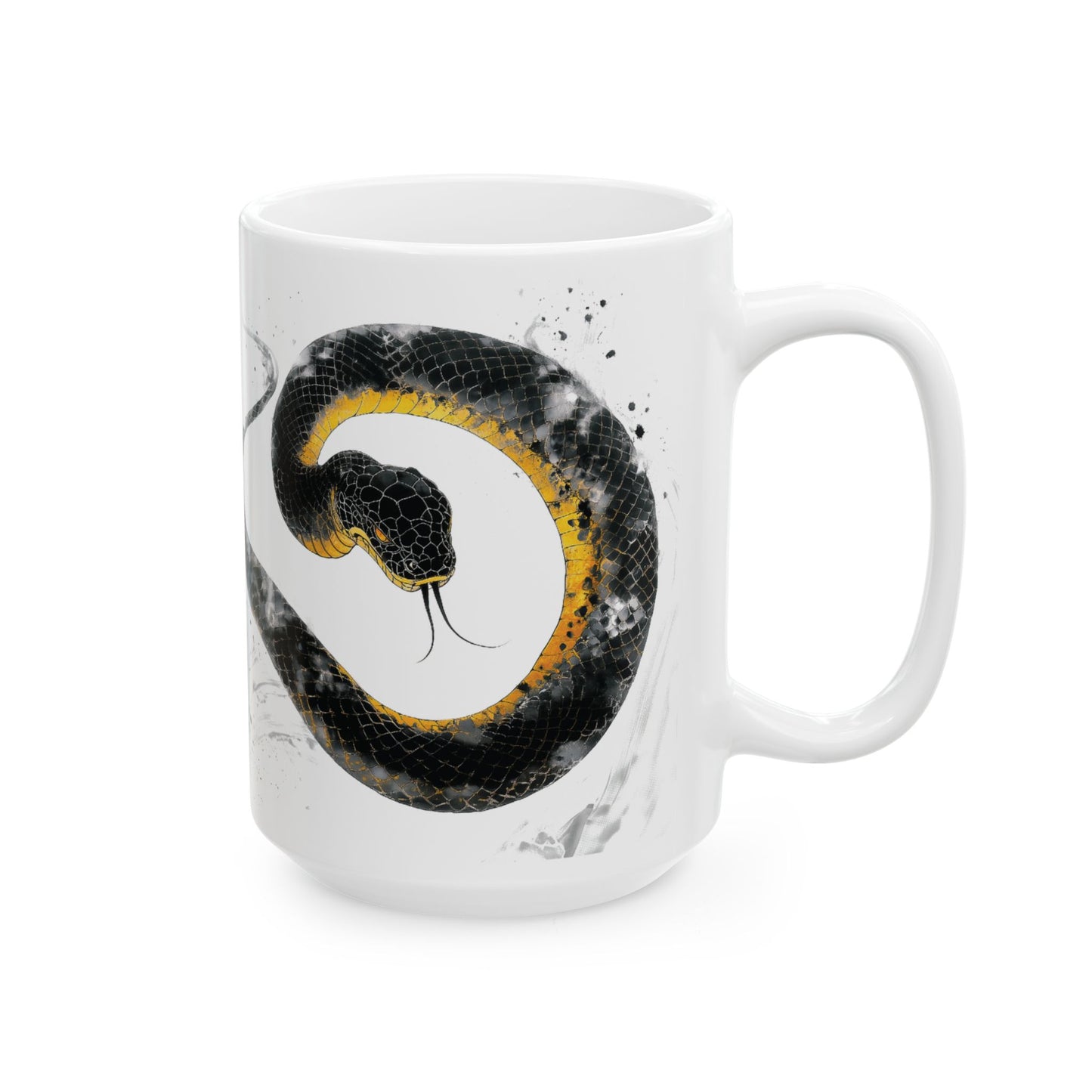 Ceramic Mug, Chinese Style Snake Painting in Black, Chinese New Year Gift, 11oz 15oz Mug, Year of the Snake Mug, Porcelain Cup
