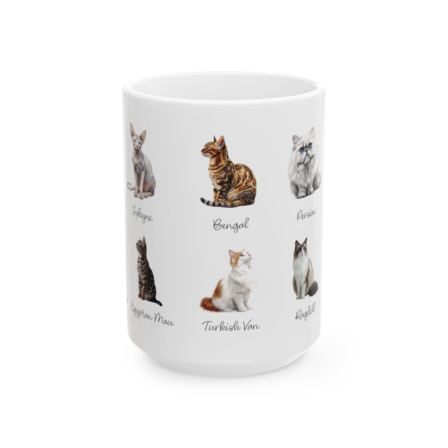 Cat Coffee Mug, Cat Breed Mug, Cat Lover Mug, Cat Drawing Mug, Kitten Tea Cup, House Warming gift, Cat Home Decor, Birthday Gift