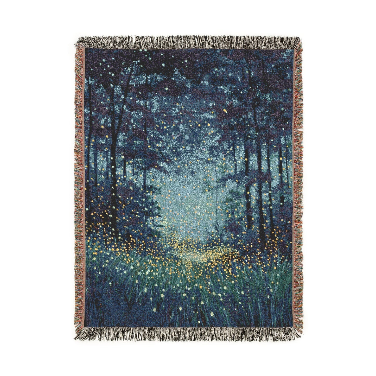Woodland Night Magical Forest Tapestry Throw Woven Blanket, Magical Fireflies Blanket, Fairytale Bed Decor, Cozy Home Gift, Nature Lover