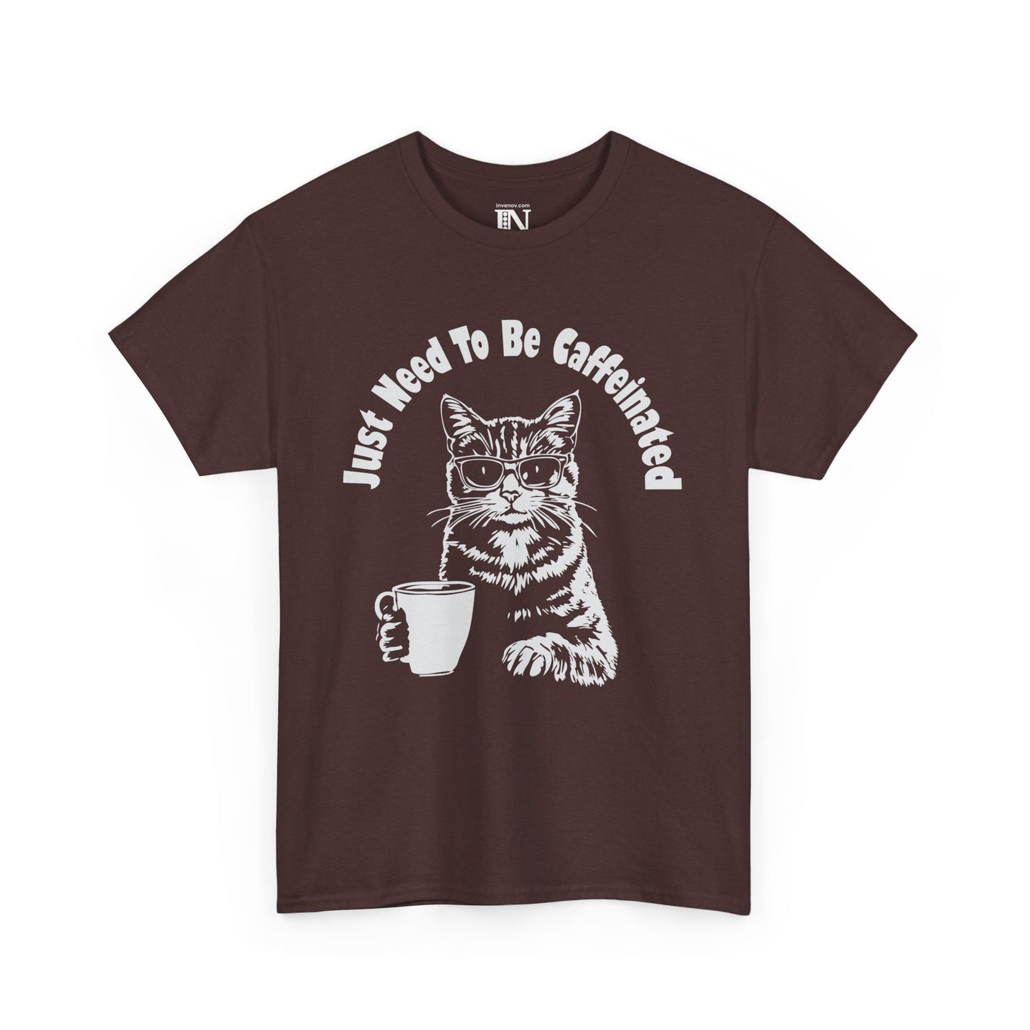 Funny Caffeine Cat Graphic Tee, Coffee Lover Shirt, Just Need To Be Caffeinated Shirt, Cat Enthusiast Top, Funny Everyday Tshirt