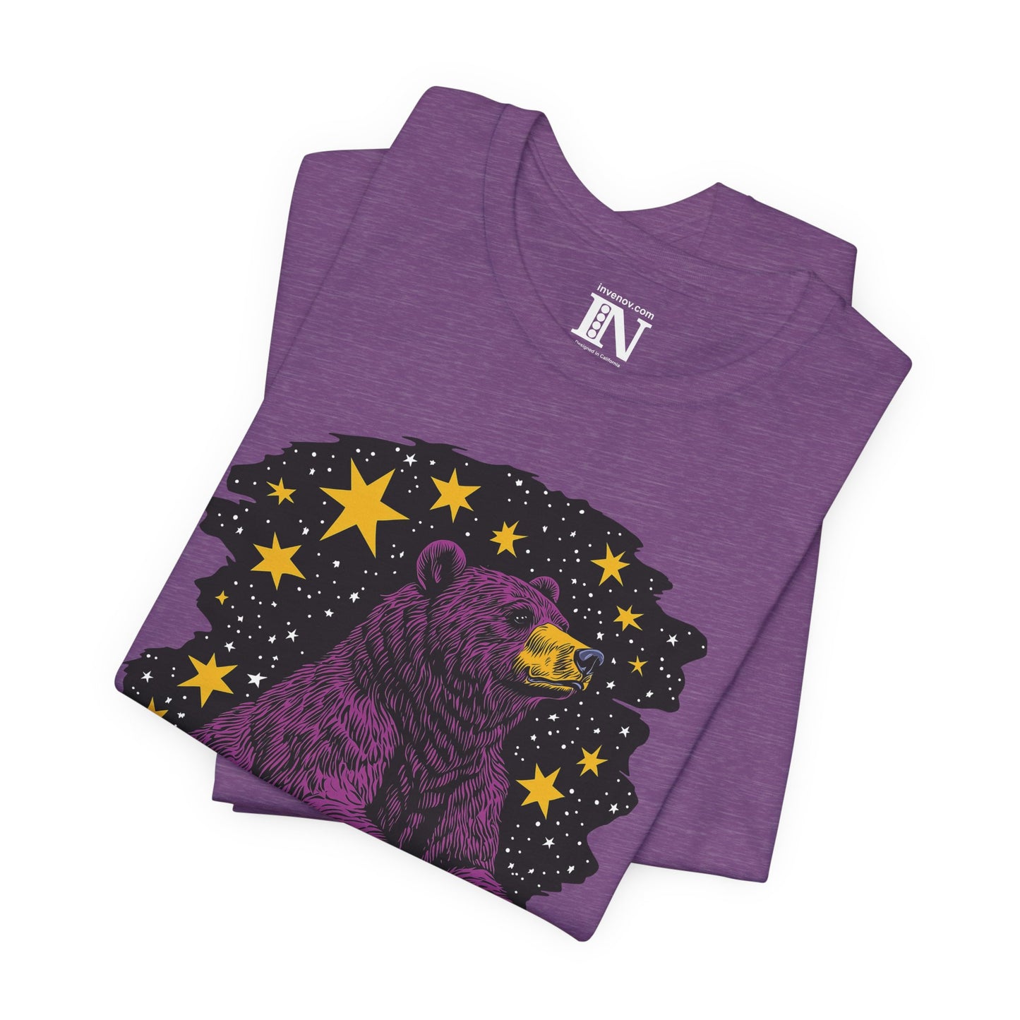 Bear Night Sky T-Shirt, Graphic Animal Tee, Colorful Moonlight Shirt, Pop Art Bear Top, Unisex Jersey Short Sleeve Tee