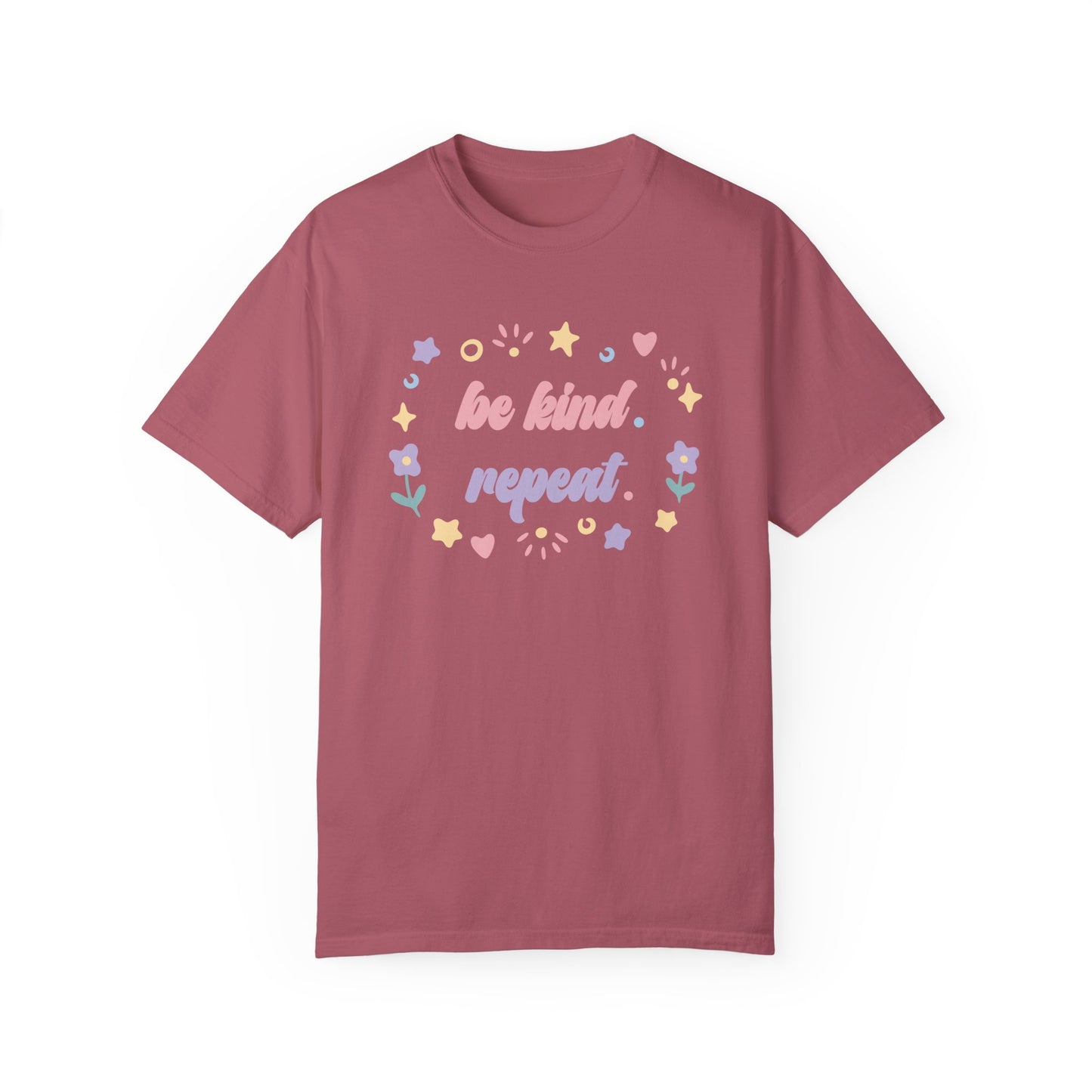 Comfort Colors Playful Phrase Be Kind Repeat T-Shirt, Positive Vibes Tee, Soft Pastel Shirt, Cheerful Graphic Top, Trendy Shirt