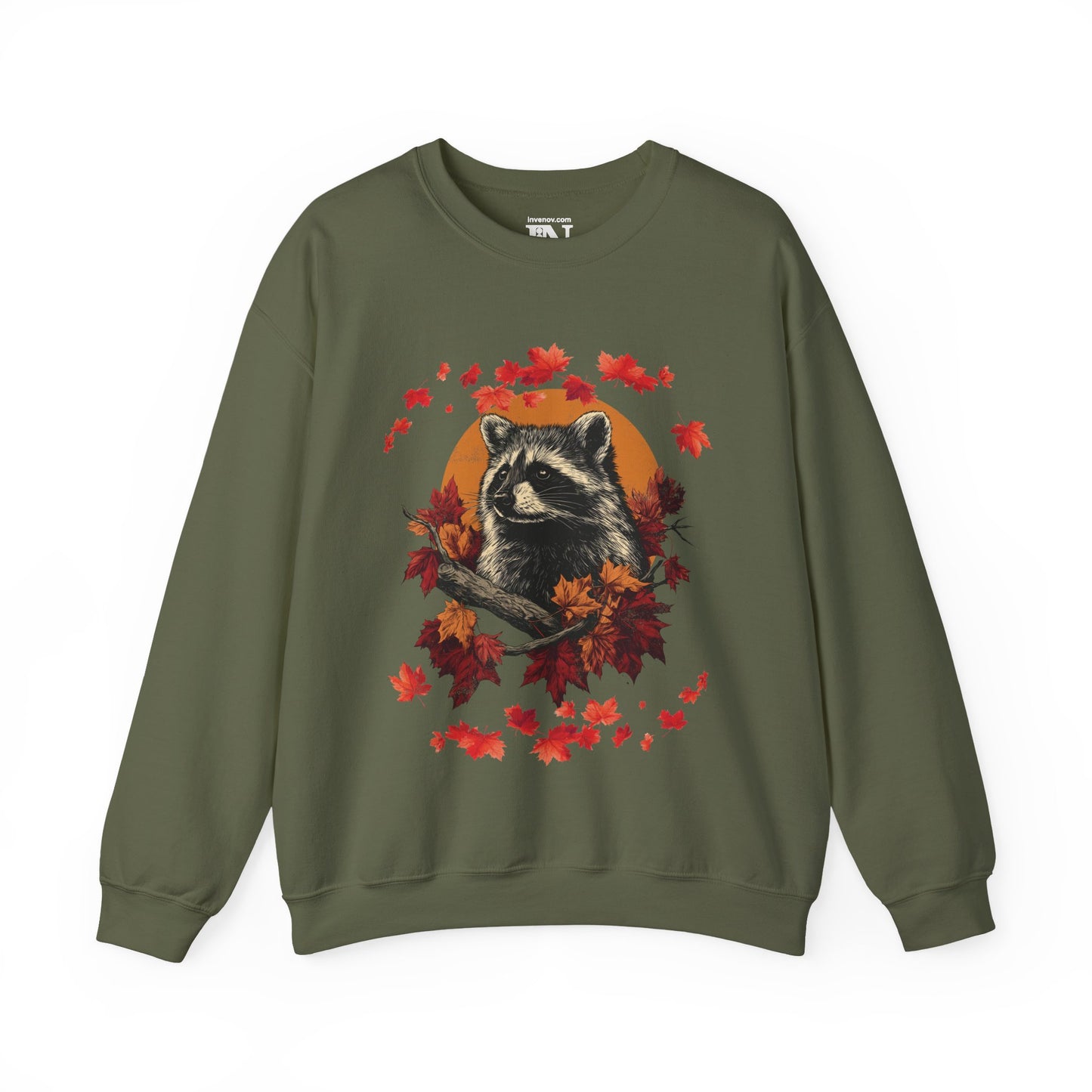 Autumn Raccoon Sweatshirt, Nature Lover Fall Crewneck, Cozy Autumn Leaves Jumper, Wildlife Gift, Outdoor Enthusiast Sweater