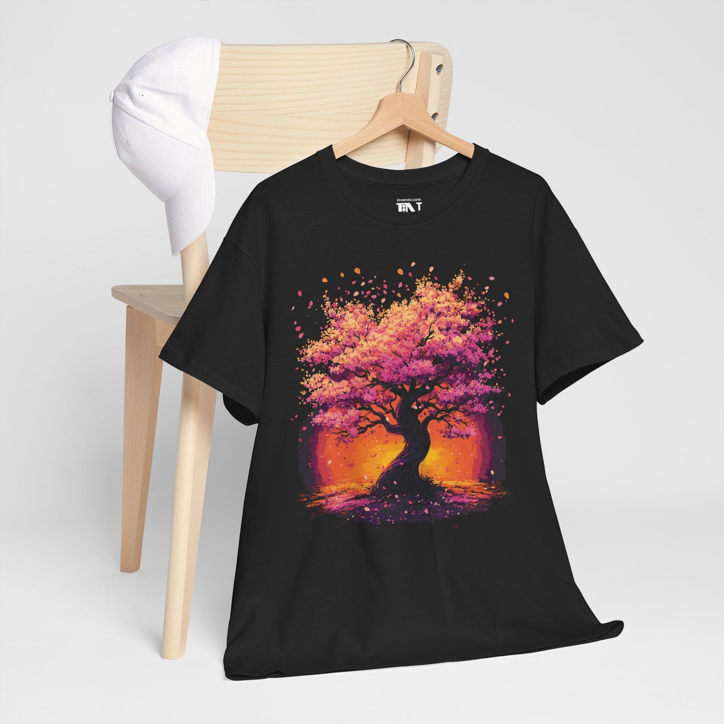 Cherry Blossom Tree T-Shirt, Japanese Floral Sunset Tee, Nature Lover Gift, Artistic Graphic Top, Sakura Flower Shirt, Japan Lover Shirt