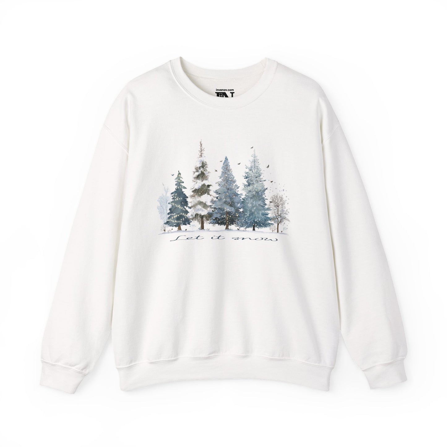 Winter Wonderland Forest Let It Snow Crewneck Sweatshirt, Snowy Pine Trees, Holiday Apparel, Cozy Jumper, Christmas Sweater