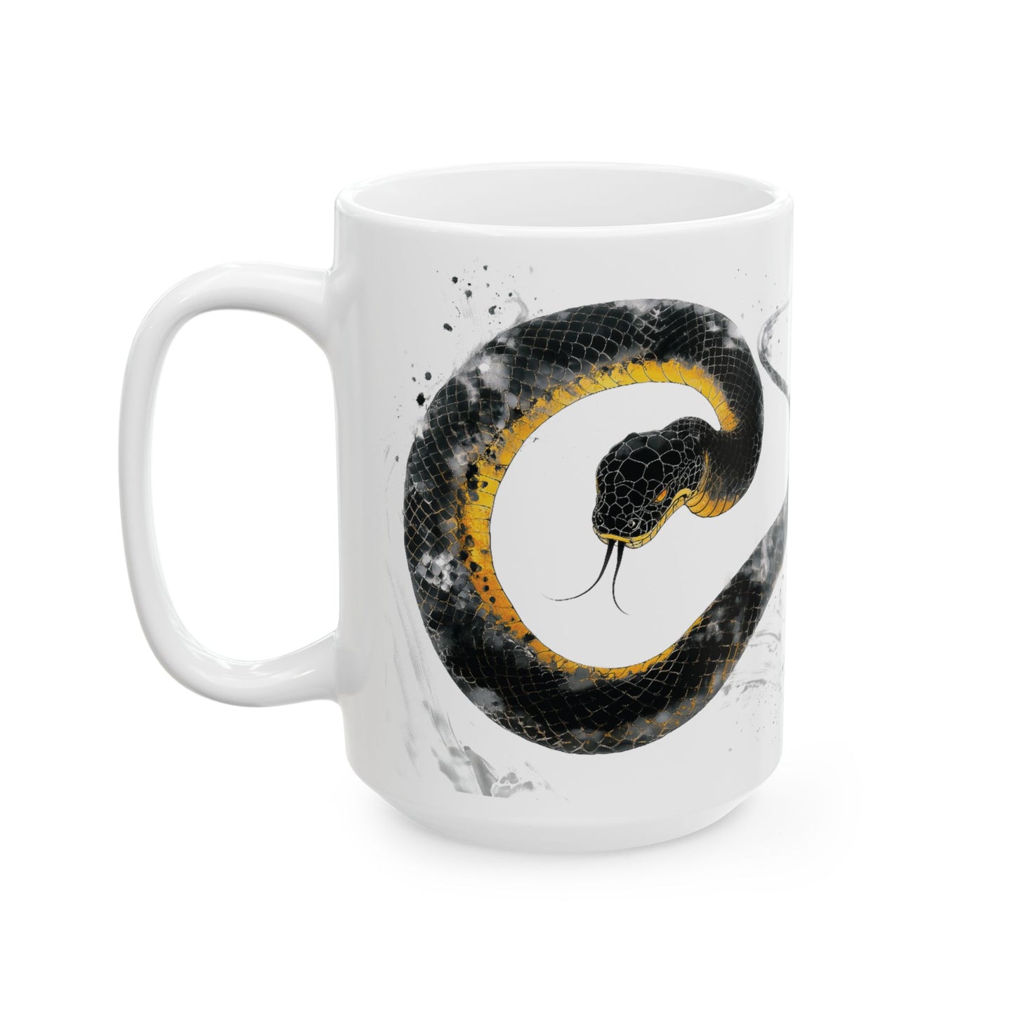 Ceramic Mug, Chinese Style Snake Painting in Black, Chinese New Year Gift, 11oz 15oz Mug, Year of the Snake Mug, Porcelain Cup
