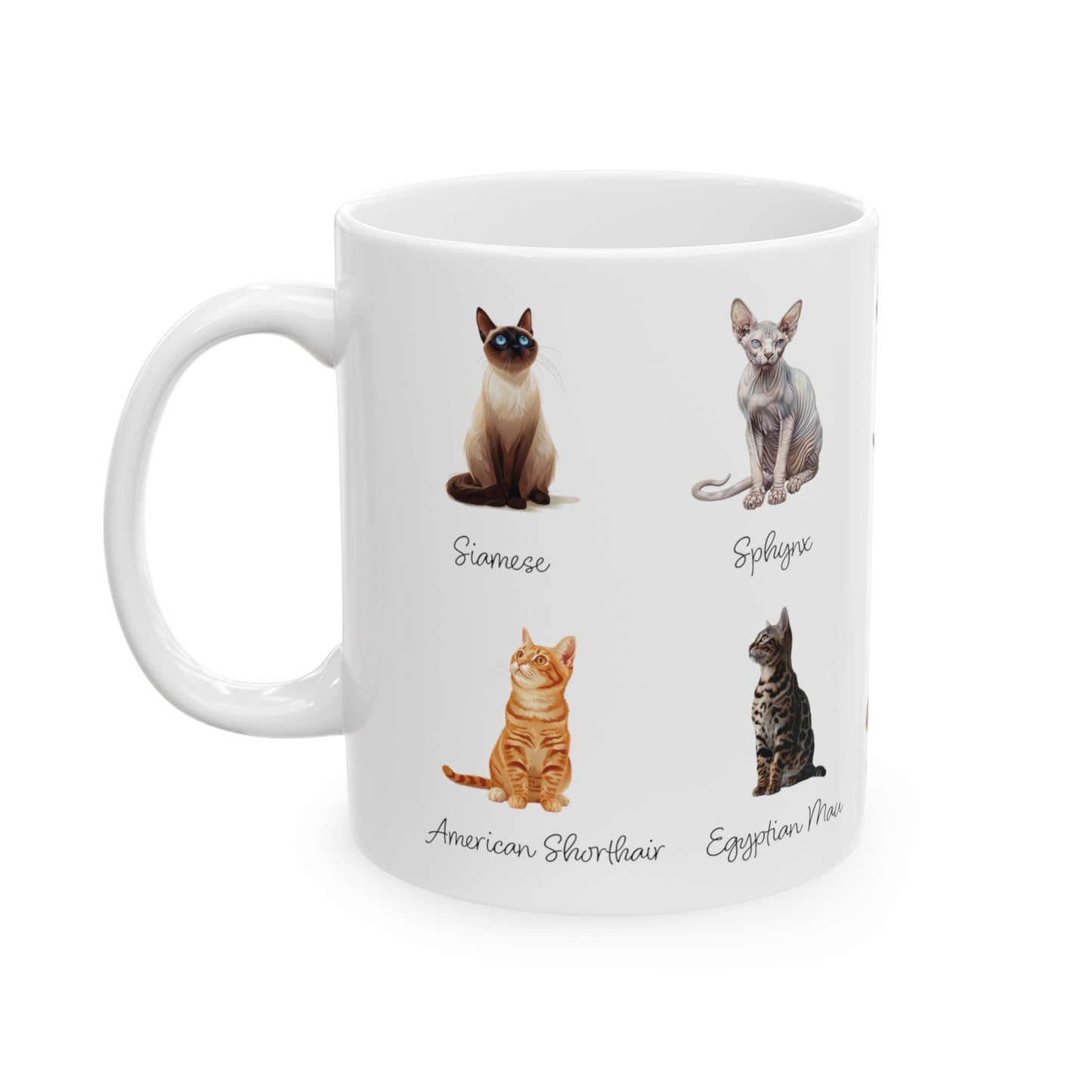 Cat Coffee Mug, Cat Breed Mug, Cat Lover Mug, Cat Drawing Mug, Kitten Tea Cup, House Warming gift, Cat Home Decor, Birthday Gift