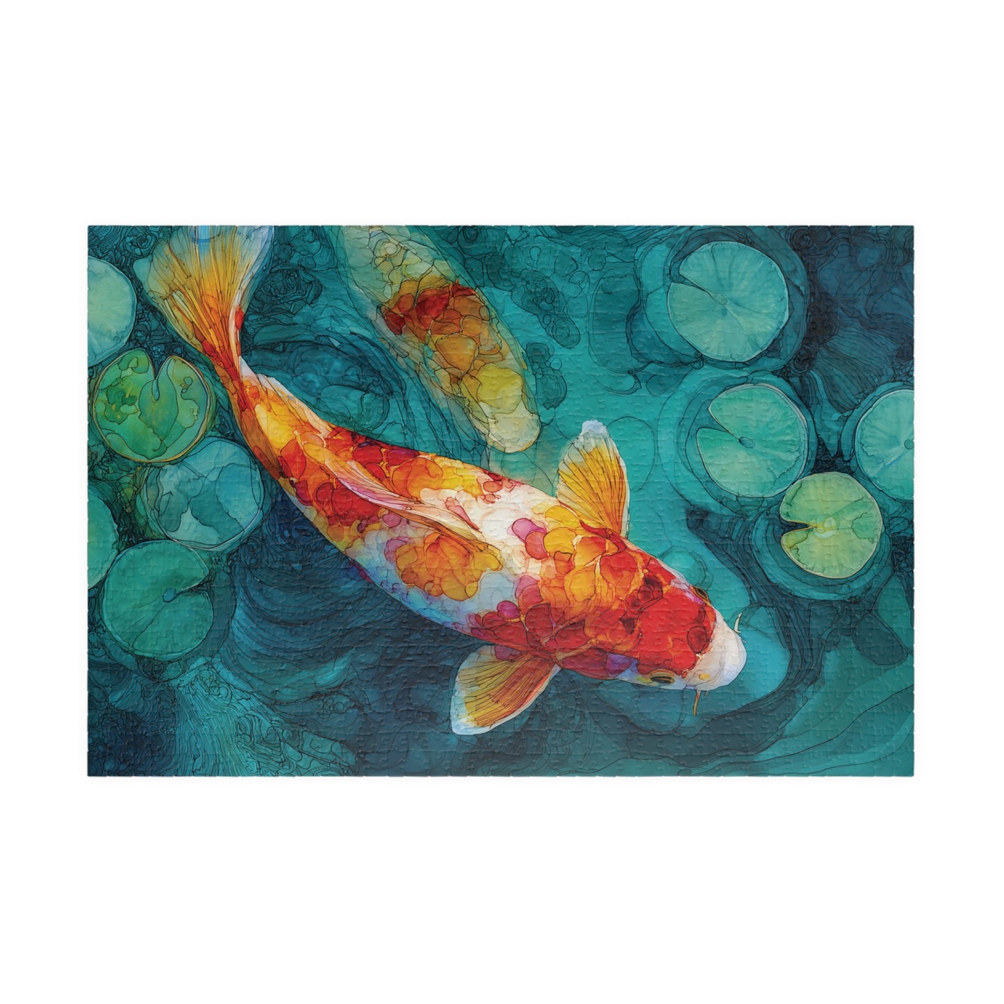 Koi Fish Jigsaw Puzzle, Fish Painting Style Puzzle, Serene Koi Pond Art Puzzle, Family Night Activity, Meditation Activity, Relaxing Hobby