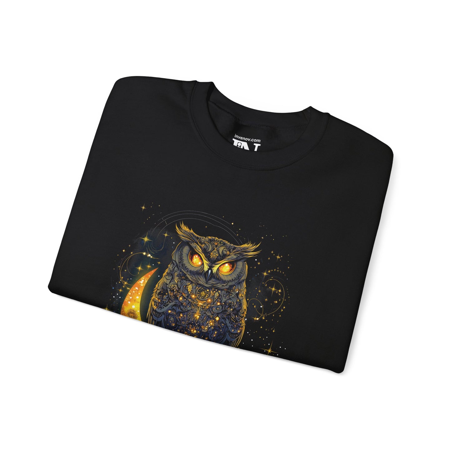 Celestial Owl Sweatshirt, Cosmic Moon Owl Shirt, Mystical Galaxy Jumper, Astronomy Bird Pullover, Unique Artistic Sweater, Cosmic Graphic