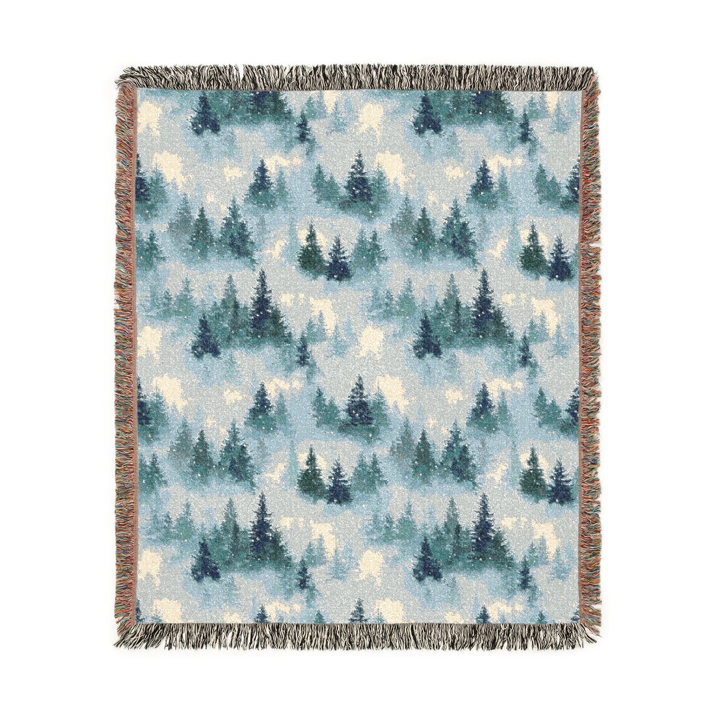 Winter Forest Pattern Woven Blanket Tapestry, Winter Season Cotton Throw, Christmas Home Decoration, Sofa Bed Cover Decor Gift