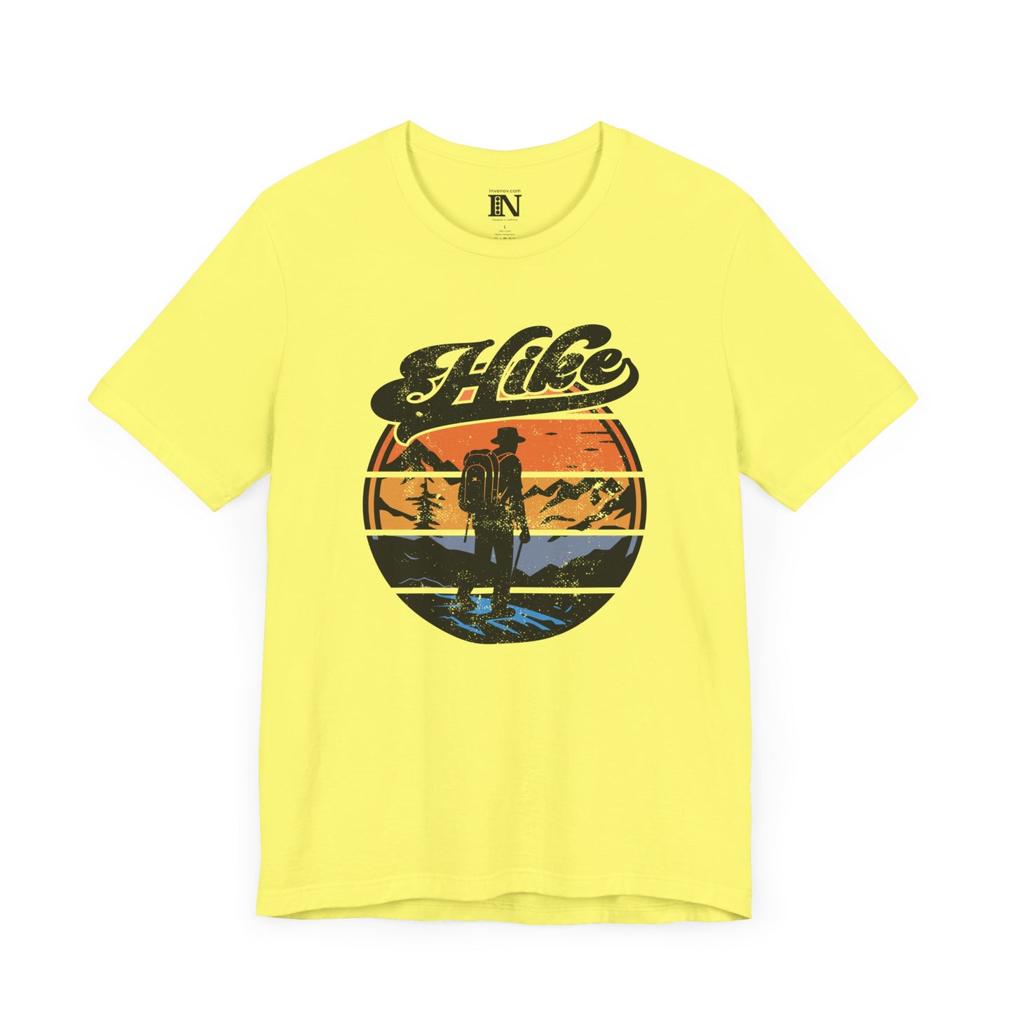 Retro Hiking Shirt, Vintage Distressed Style Nature Tee, Outdoor Adventure Shirt, Mountain Sunset Top, Camping Graphic Tee, Unisex Jersey