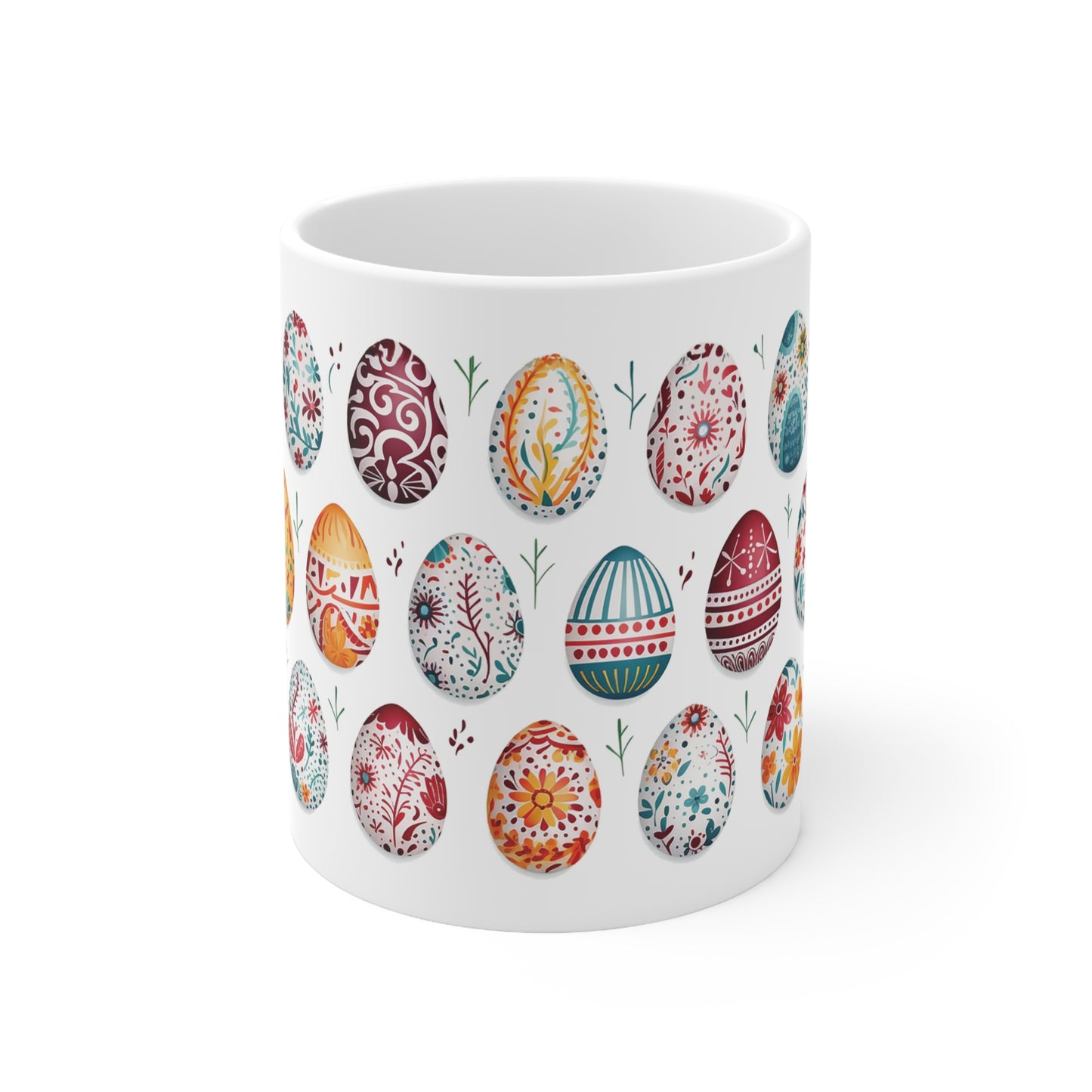 Easter Coffee Mug, Easter Egg Tea Mug, Bunny Egg Mug, Colorful Mug, Egg Pattern Cup, Easter Gift Idea, Ceramic Easter Mug