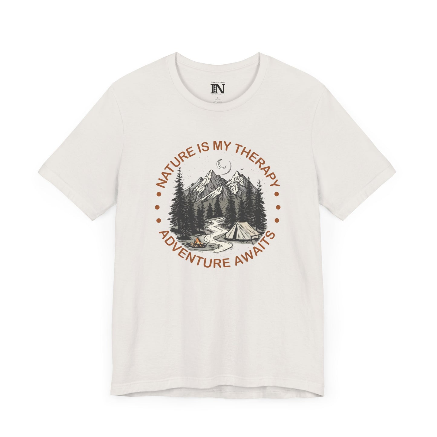 Mountain Adventure T-Shirt, Nature is My Therapy, Outdoor Campsite Tee, Hiking Shirt, Adventure Awaits Top, Summer Explore Shirt