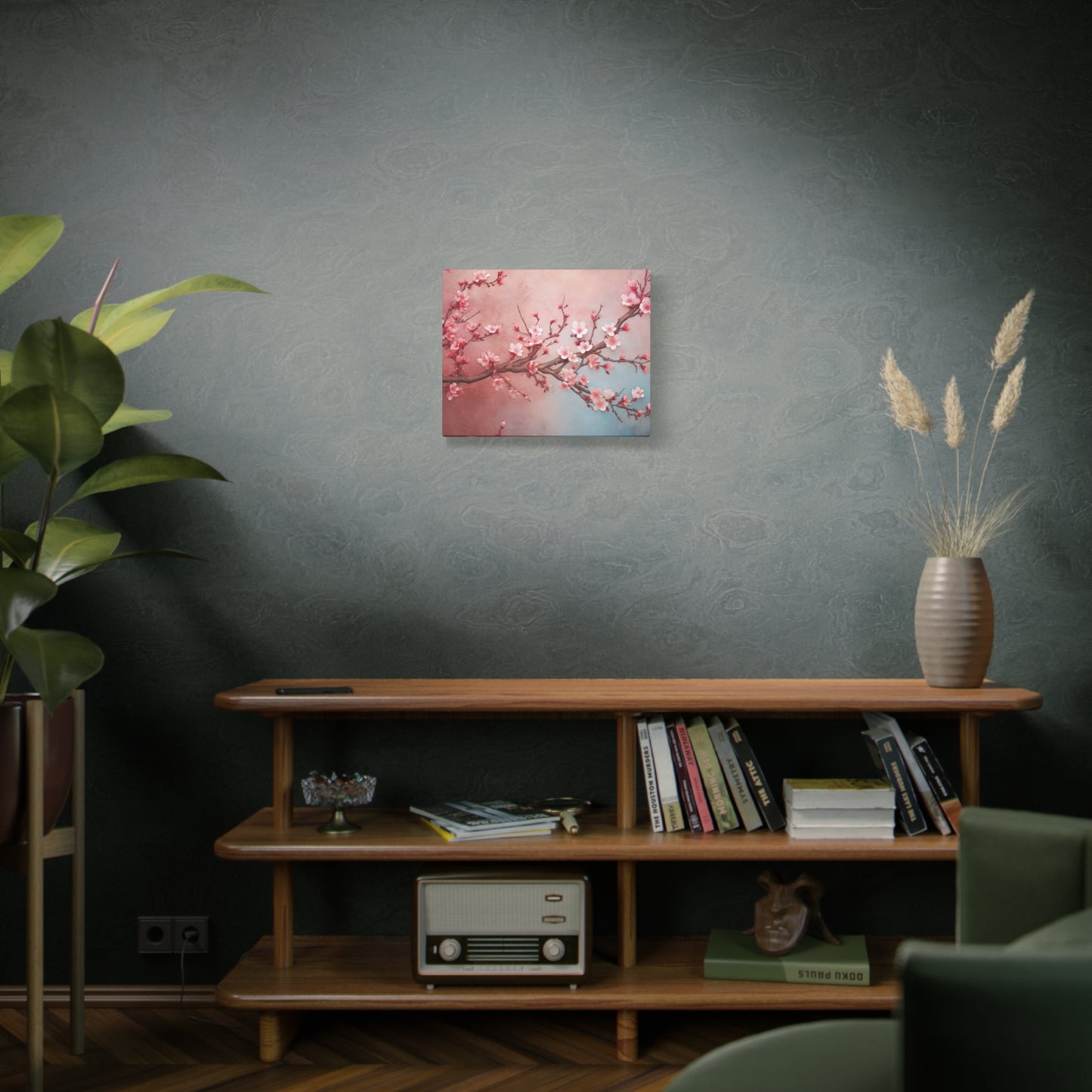 Cherry Blossom Wall Art Canvas Print, Asian Inspired Floral Decor, Pink Sakura Flowers, Home Office Decoration, Nature Artwork Gift