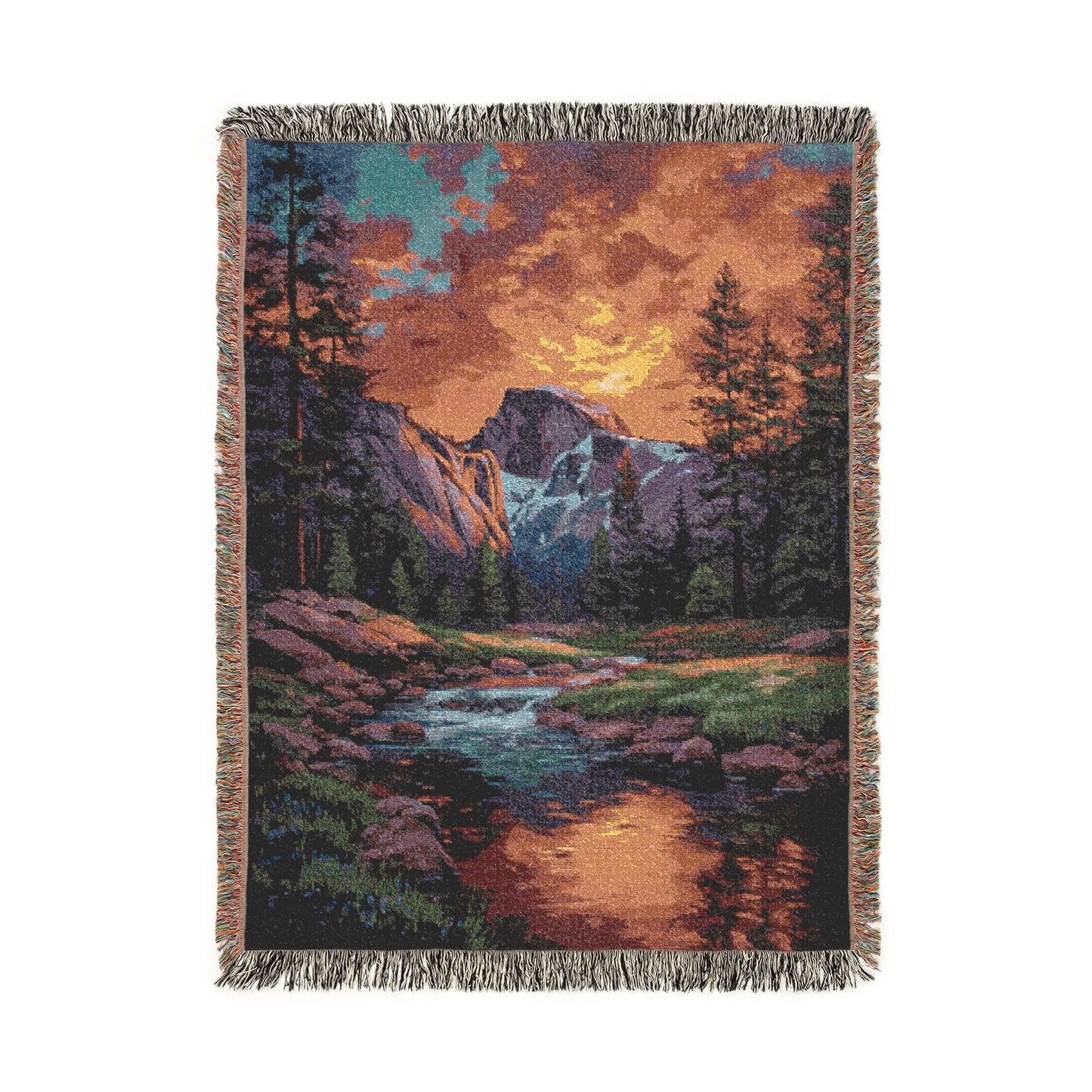 Iconic Yosemite Half Dome Woven Blanket Throw, Majestic National Park Art Tapestry, Cozy Nature Lover Gift & Home Decor, Sofa Bed Cover