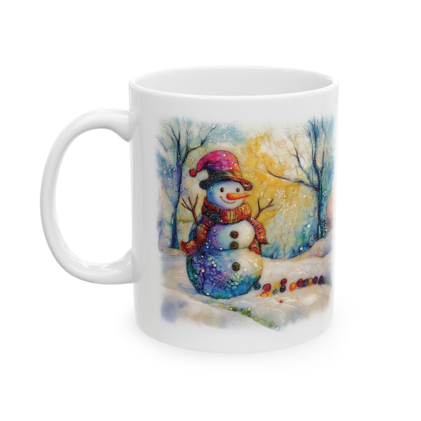 Cute Snowman Graphic Mug, Christmas Holiday Coffee Cup, Xmas Winter Tea Ceramic Mug, Snowman Kitchen Decor, Holiday Gift for Snowman Lovers