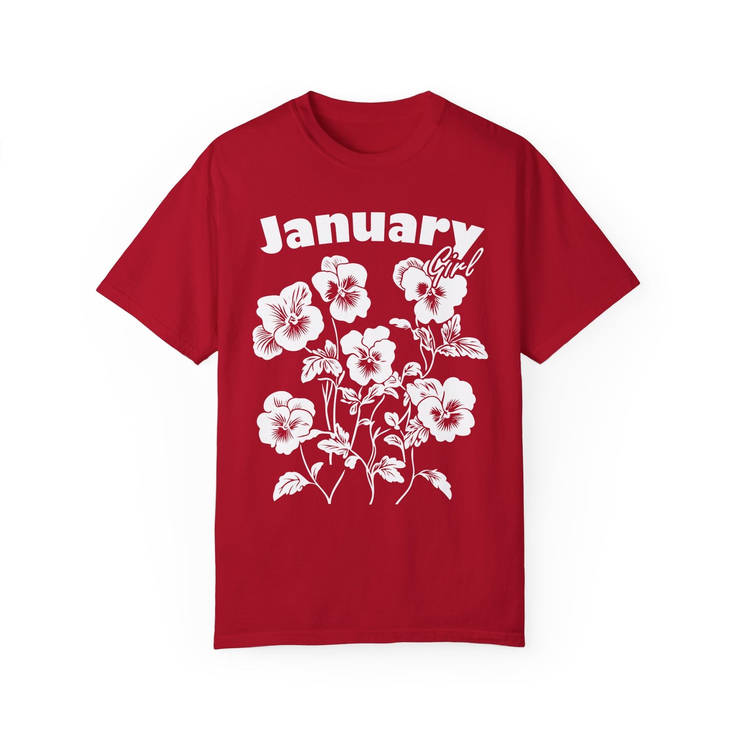 Comfort Colors Shirt Botanical Graphic Violas Pansies January Girl T-shirt, Floral Graphic Tee, Birthday Gift, Unisex Floral Flower shirt