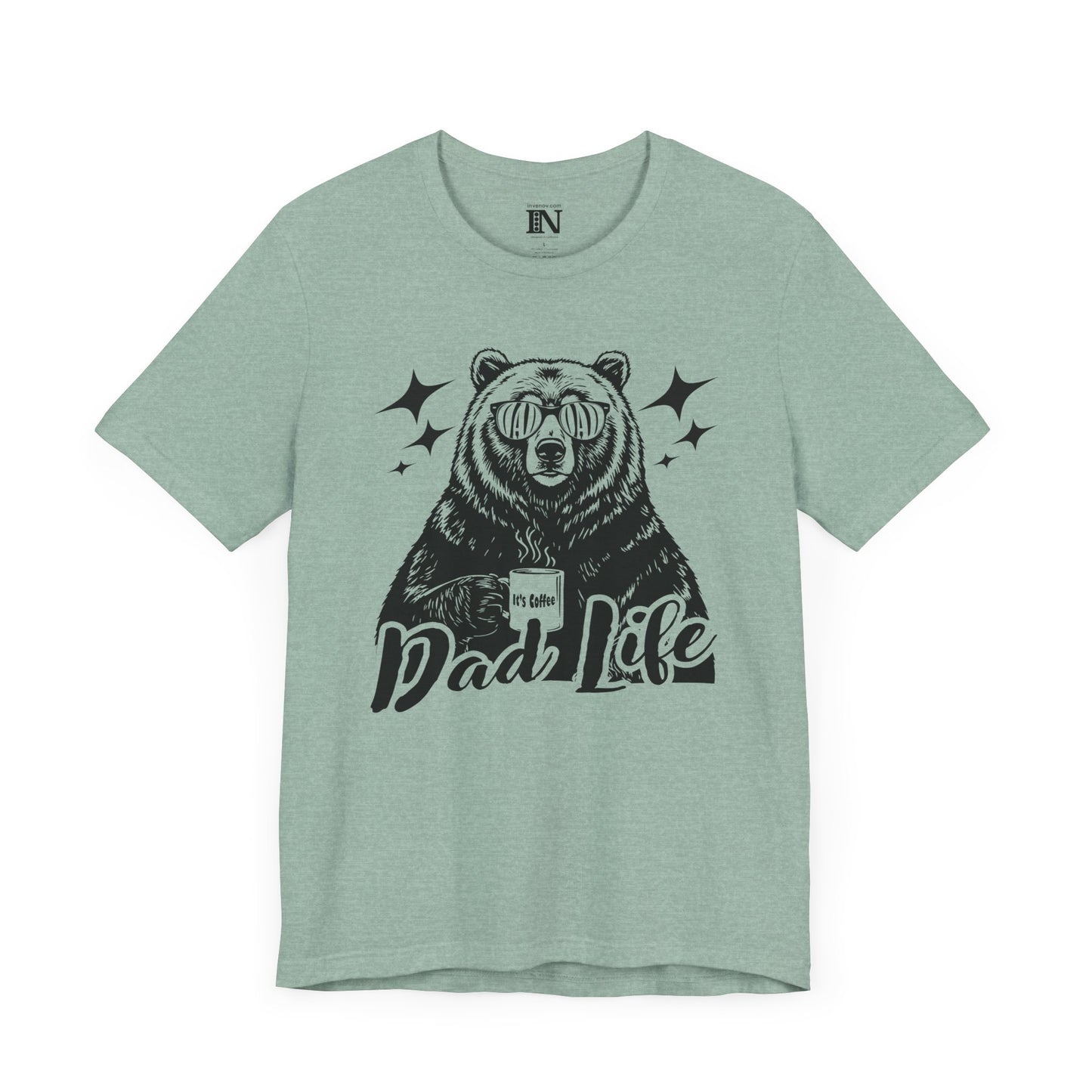 Father's Day Coffee Loving Dad Bear Shirt, Funny Father Day Shirt, Dad Life Short Sleeve T-shirt, Funny Gift for Dad, Bear Dad Shirt