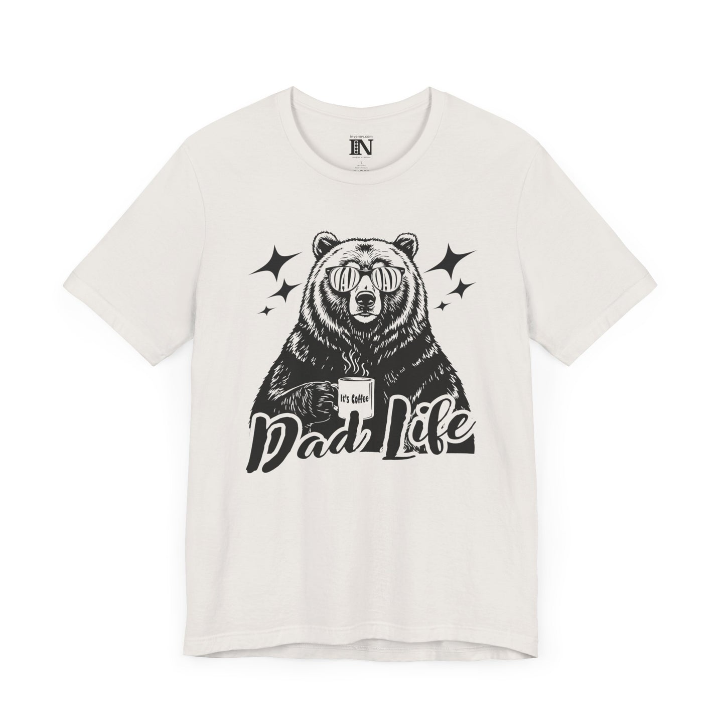 Father's Day Coffee Loving Dad Bear Shirt, Funny Father Day Shirt, Dad Life Short Sleeve T-shirt, Funny Gift for Dad, Bear Dad Shirt