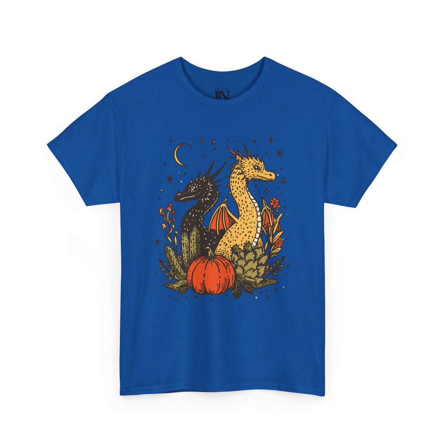 Dragon Fall Season Fantasy Shirt, Mystical Autumn Scene Shirt, Cute Dragons Halloween Tee, Enchanted Fall T-Shirt, Celestial Moon Stars Tee