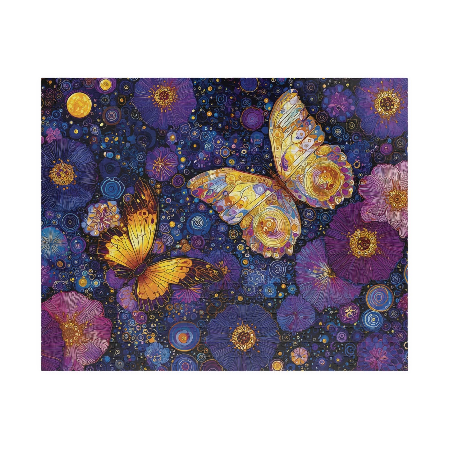Abstract Night Garden of Butterflies and Blossoms Jigsaw Puzzle, 110, 252, 520, 1014-piece, Painting Style, Relaxing and Rewarding Activity