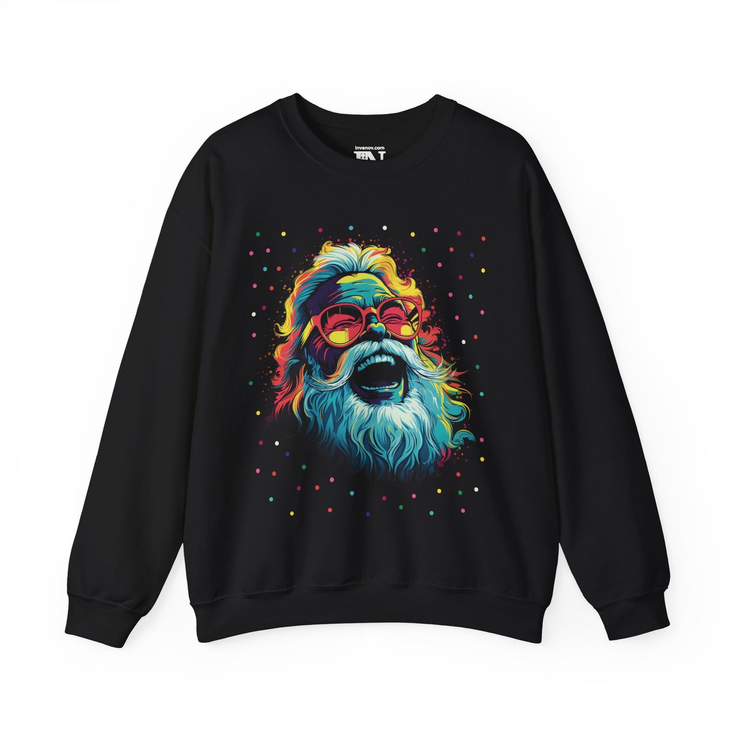 Christmas Santa Sweatshirt, Santa Claus Sweater, Funny Santa, Laughing Santa, Retro Neon Santa, Christmas Gift Idea, Family Christmas