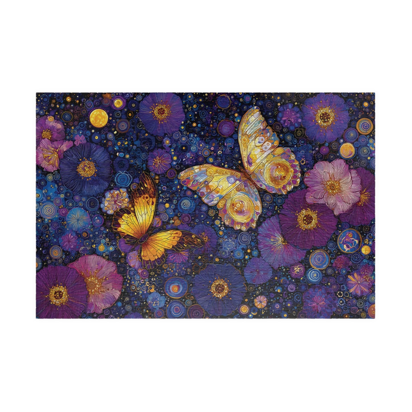 Abstract Night Garden of Butterflies and Blossoms Jigsaw Puzzle, 110, 252, 520, 1014-piece, Painting Style, Relaxing and Rewarding Activity