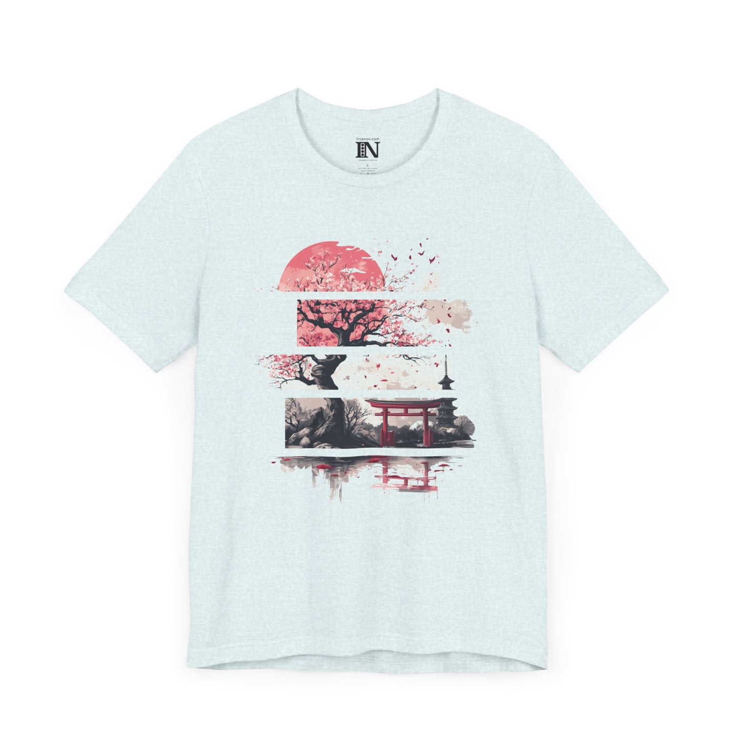 Japanese Cherry Blossom Shirt, Travel Japan Shirt, Elegant Japan Lover Shirt, Japan Torii Gate Shirt, Sumi-e Style, Artistic Fashion