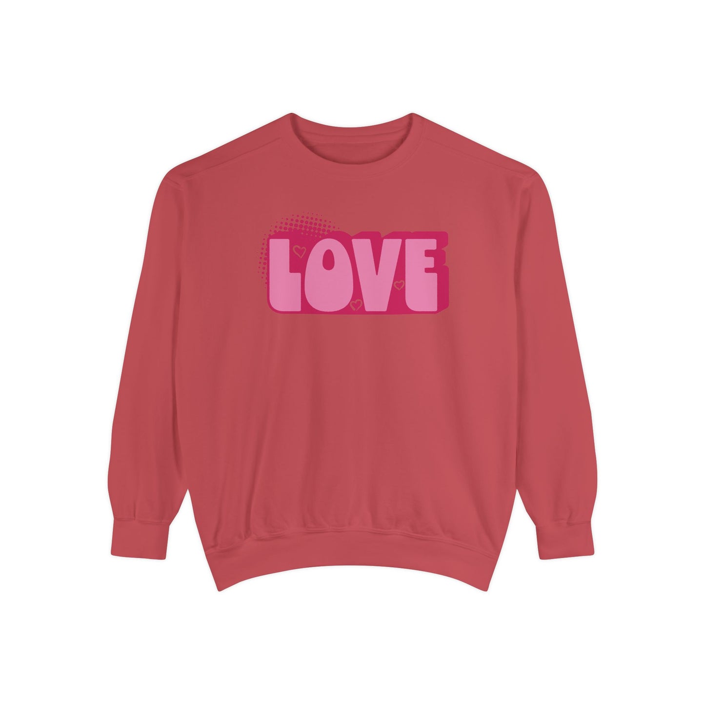 Love Hearts Unisex Sweatshirt - Valentine's Day Comfort Colors Sweater, Gift for Him Her, Cozy Jumper, Pink Red Top, Love Sweatshirt