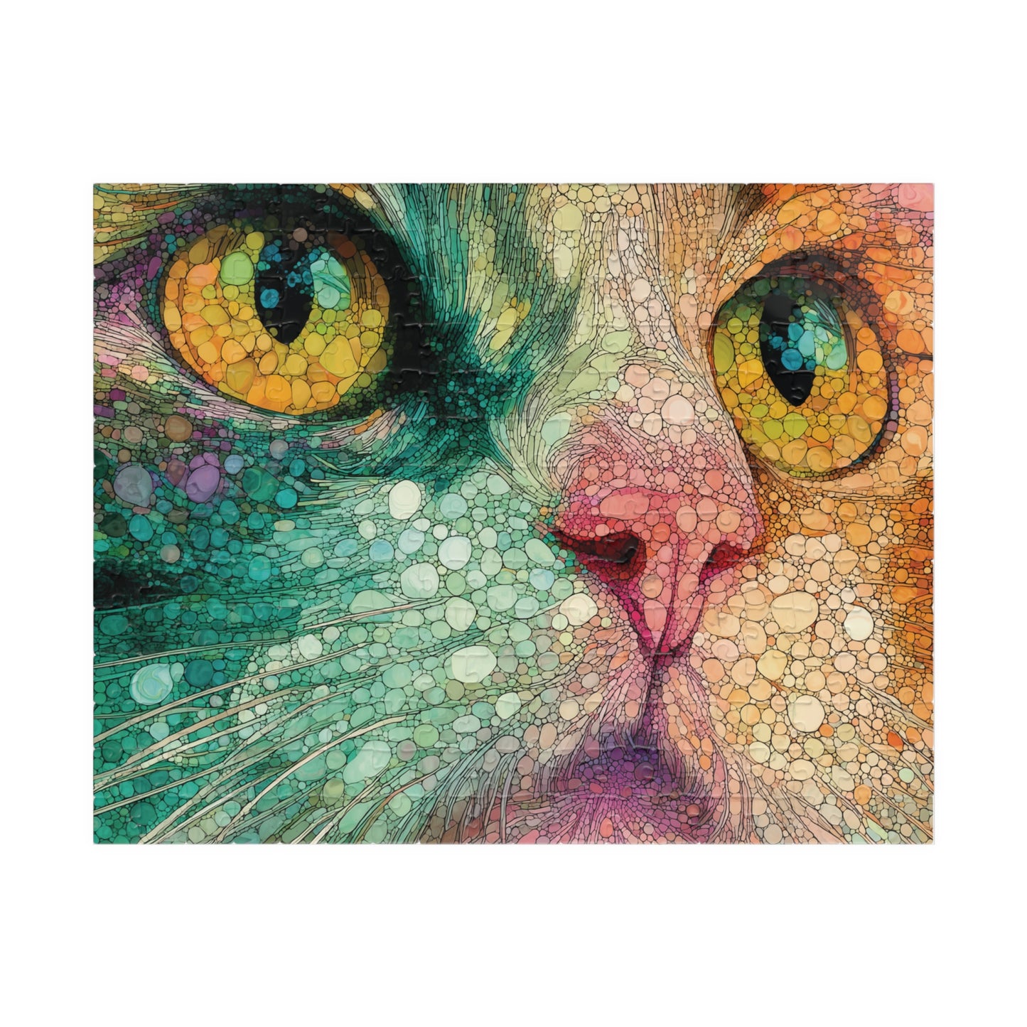 Colorful Cat Jigsaw Puzzle, Vibrant Feline Artwork for Cat Lovers and Puzzle Enthusiasts, Relaxing and Unique Gift Idea, Family Game Puzzle