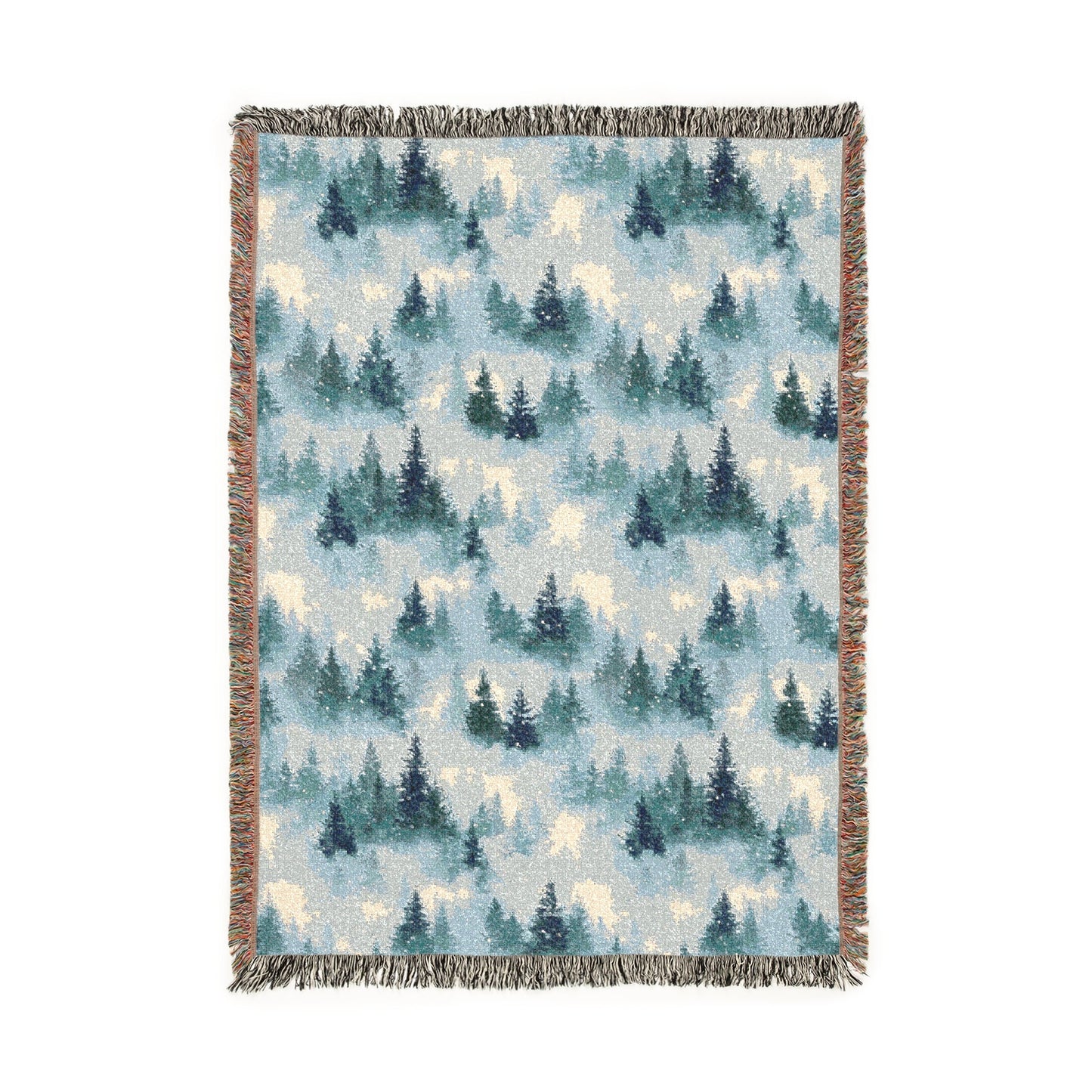 Winter Forest Pattern Woven Blanket Tapestry, Winter Season Cotton Throw, Christmas Home Decoration, Sofa Bed Cover Decor Gift