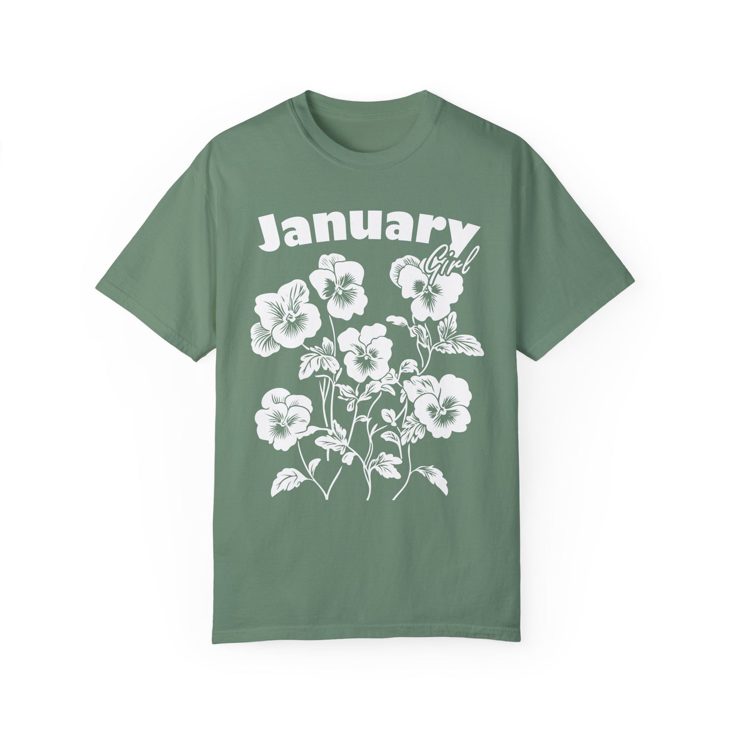 Comfort Colors Shirt Botanical Graphic Violas Pansies January Girl T-shirt, Floral Graphic Tee, Birthday Gift, Unisex Floral Flower shirt