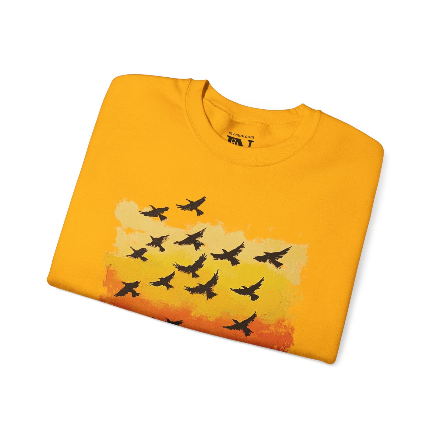Sunset Bird Sweatshirt, Fall Colors Sweater, Abstract Style Red Orange Yellow Painting Sweatshirt, Autumn Sweatshirt, Fall Crewneck