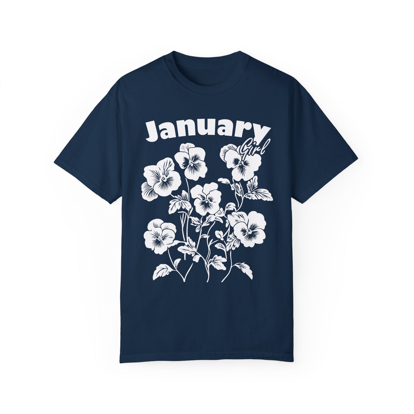 Comfort Colors Shirt Botanical Graphic Violas Pansies January Girl T-shirt, Floral Graphic Tee, Birthday Gift, Unisex Floral Flower shirt