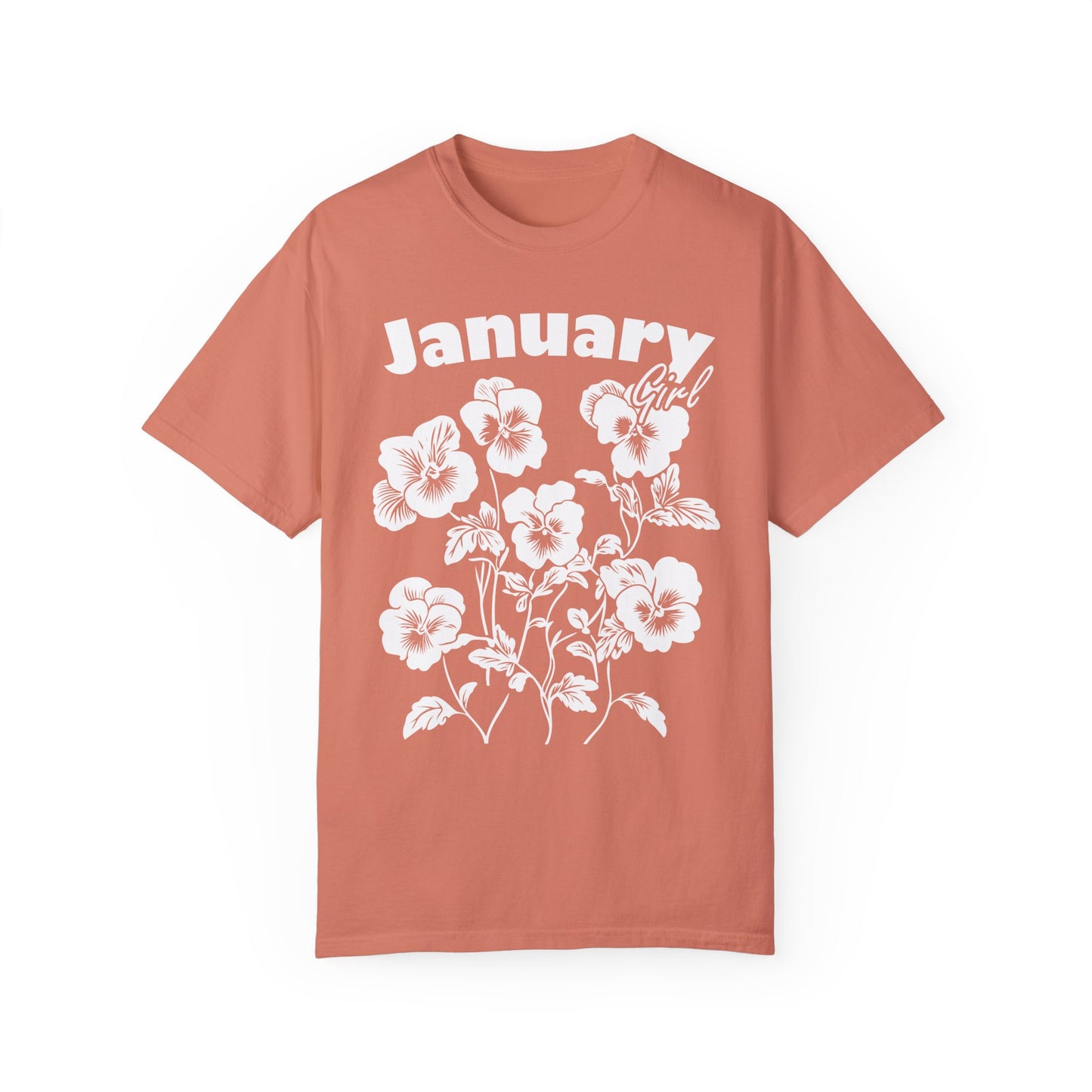 Comfort Colors Shirt Botanical Graphic Violas Pansies January Girl T-shirt, Floral Graphic Tee, Birthday Gift, Unisex Floral Flower shirt